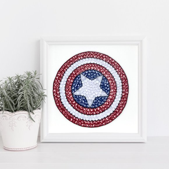 Handmade Quilled Captain America Marvel Shield - Picture 1 of 2